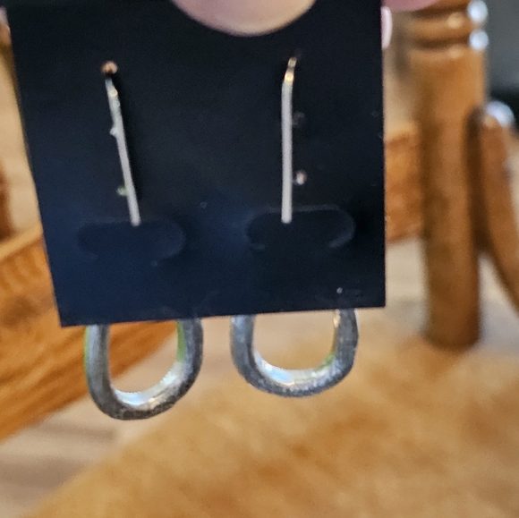 Vintage Teardrop Silvertone Rhinestone Fishhook Earrings - Picture 4 of 4